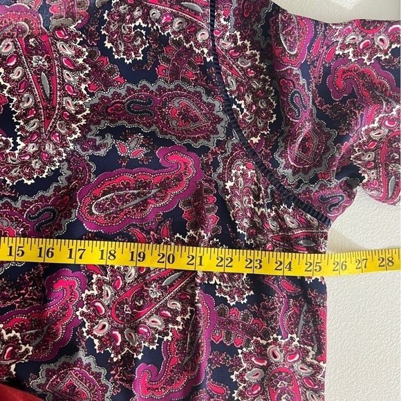 Talbots 2XP Blouse Shirt Top 3/4 Peplum Sleeve Paisley Print Multicolor Side Zip - Picture 6 of 8